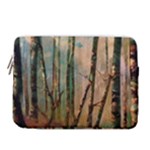 Woodland Woods Forest Trees Nature Outdoors Mist Moon Background Artwork Book 15  Vertical Laptop Sleeve Case With Pocket