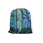 Nature Outdoors Night Trees Scene Forest Woods Light Moonlight Wilderness Stars Drawstring Pouch (Large)