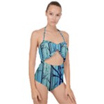 Nature Outdoors Night Trees Scene Forest Woods Light Moonlight Wilderness Stars Scallop Top Cut Out Swimsuit