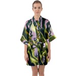 Outdoors Night Full Moon Setting Scene Woods Light Moonlight Nature Wilderness Landscape Half Sleeve Satin Kimono 