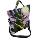 Outdoors Night Full Moon Setting Scene Woods Light Moonlight Nature Wilderness Landscape Fold Over Handle Tote Bag