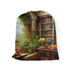 Room Interior Library Books Bookshelves Reading Literature Study Fiction Old Manor Book Nook Reading Drawstring Pouch (XL)