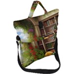 Room Interior Library Books Bookshelves Reading Literature Study Fiction Old Manor Book Nook Reading Fold Over Handle Tote Bag