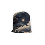 Starry Sky Moon Space Cosmic Galaxy Nature Art Clouds Art Nouveau Abstract Drawstring Pouch (Small)
