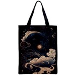 Starry Sky Moon Space Cosmic Galaxy Nature Art Clouds Art Nouveau Abstract Zipper Classic Tote Bag