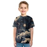 Starry Sky Moon Space Cosmic Galaxy Nature Art Clouds Art Nouveau Abstract Kids  Sport Mesh T-Shirt