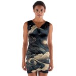 Starry Sky Moon Space Cosmic Galaxy Nature Art Clouds Art Nouveau Abstract Wrap Front Bodycon Dress