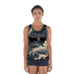 Starry Sky Moon Space Cosmic Galaxy Nature Art Clouds Art Nouveau Abstract Sport Tank Top 