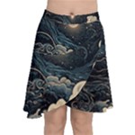 Starry Sky Moon Space Cosmic Galaxy Nature Art Clouds Art Nouveau Abstract Chiffon Wrap Front Skirt
