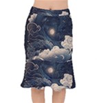 Starry Sky Moon Space Cosmic Galaxy Nature Art Clouds Art Nouveau Abstract Short Mermaid Skirt