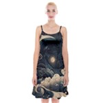 Starry Sky Moon Space Cosmic Galaxy Nature Art Clouds Art Nouveau Abstract Spaghetti Strap Velvet Dress