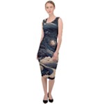 Starry Sky Moon Space Cosmic Galaxy Nature Art Clouds Art Nouveau Abstract Sleeveless Pencil Dress