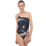 Starry Sky Moon Space Cosmic Galaxy Nature Art Clouds Art Nouveau Abstract Classic One Shoulder Swimsuit