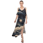Starry Sky Moon Space Cosmic Galaxy Nature Art Clouds Art Nouveau Abstract Maxi Chiffon Cover Up Dress