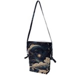 Starry Sky Moon Space Cosmic Galaxy Nature Art Clouds Art Nouveau Abstract Folding Shoulder Bag