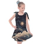 Starry Sky Moon Space Cosmic Galaxy Nature Art Clouds Art Nouveau Abstract Kids  Tie Up Tunic Dress