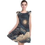 Starry Sky Moon Space Cosmic Galaxy Nature Art Clouds Art Nouveau Abstract Tie Up Tunic Dress