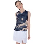Starry Sky Moon Space Cosmic Galaxy Nature Art Clouds Art Nouveau Abstract Women s Sleeveless Sports Top