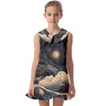 Starry Sky Moon Space Cosmic Galaxy Nature Art Clouds Art Nouveau Abstract Kids  Pilgrim Collar Ruffle Hem Dress