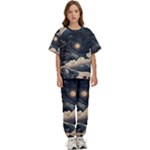 Starry Sky Moon Space Cosmic Galaxy Nature Art Clouds Art Nouveau Abstract Kids  T-Shirt and Pants Sports Set