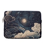 Starry Sky Moon Space Cosmic Galaxy Nature Art Clouds Art Nouveau Abstract 15  Vertical Laptop Sleeve Case With Pocket