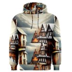 Village Reflections Snow Sky Dramatic Town House Cottages Pond Lake City Men s Core Hoodie