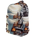 Village Reflections Snow Sky Dramatic Town House Cottages Pond Lake City Classic Backpack