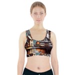 Village Reflections Snow Sky Dramatic Town House Cottages Pond Lake City Sports Bra With Pocket