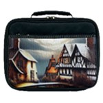 Village Reflections Snow Sky Dramatic Town House Cottages Pond Lake City Lunch Bag