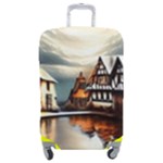 Village Reflections Snow Sky Dramatic Town House Cottages Pond Lake City Luggage Cover (Medium)