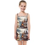 Village Reflections Snow Sky Dramatic Town House Cottages Pond Lake City Kids  Summer Sun Dress