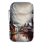 Village Reflections Snow Sky Dramatic Town House Cottages Pond Lake City Waist Pouch (Large)