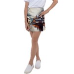 Village Reflections Snow Sky Dramatic Town House Cottages Pond Lake City Kids  Tennis Skirt