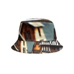 Village Reflections Snow Sky Dramatic Town House Cottages Pond Lake City Bucket Hat (Kids)