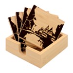 Village Reflections Snow Sky Dramatic Town House Cottages Pond Lake City Bamboo Coaster Set