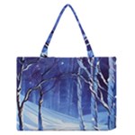 Landscape Outdoors Greeting Card Snow Forest Woods Nature Path Trail Santa s Village Zipper Medium Tote Bag