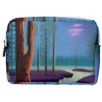 Artwork Outdoors Night Trees Setting Scene Forest Woods Light Moonlight Nature Make Up Pouch (Medium)