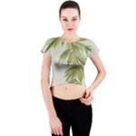 Watercolor Leaves Branch Nature Plant Growing Still Life Botanical Study Crew Neck Crop Top