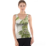 Watercolor Leaves Branch Nature Plant Growing Still Life Botanical Study Women s Basic Tank Top