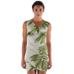Watercolor Leaves Branch Nature Plant Growing Still Life Botanical Study Wrap Front Bodycon Dress