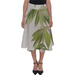 Watercolor Leaves Branch Nature Plant Growing Still Life Botanical Study Perfect Length Midi Skirt