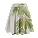 Watercolor Leaves Branch Nature Plant Growing Still Life Botanical Study High Waist Skirt