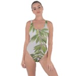 Watercolor Leaves Branch Nature Plant Growing Still Life Botanical Study Bring Sexy Back Swimsuit