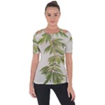 Watercolor Leaves Branch Nature Plant Growing Still Life Botanical Study Shoulder Cut Out Short Sleeve Top