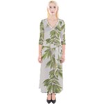 Watercolor Leaves Branch Nature Plant Growing Still Life Botanical Study Quarter Sleeve Wrap Maxi Dress
