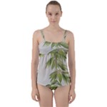 Watercolor Leaves Branch Nature Plant Growing Still Life Botanical Study Twist Front Tankini Set