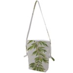 Watercolor Leaves Branch Nature Plant Growing Still Life Botanical Study Folding Shoulder Bag