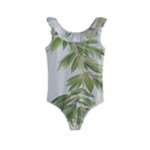 Watercolor Leaves Branch Nature Plant Growing Still Life Botanical Study Kids  Frill Swimsuit