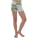 Watercolor Leaves Branch Nature Plant Growing Still Life Botanical Study Kids  Lightweight Velour Yoga Shorts