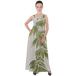 Watercolor Leaves Branch Nature Plant Growing Still Life Botanical Study Empire Waist Velour Maxi Dress